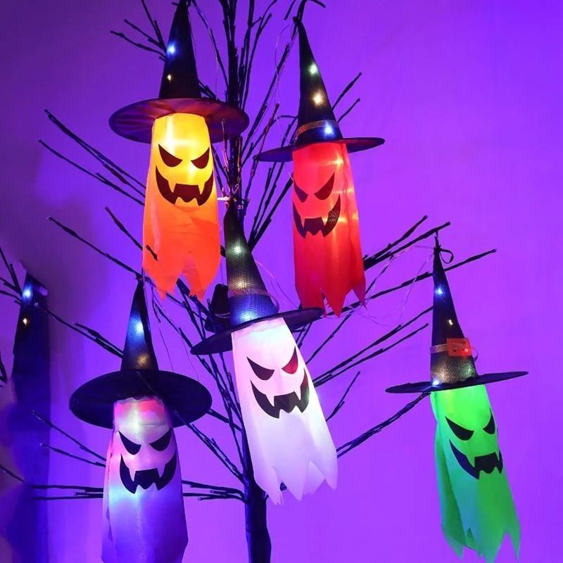 5pcs New Halloween LED decorative lights ghost hanging lights and Ghost Festival room atmosphere decoration lights