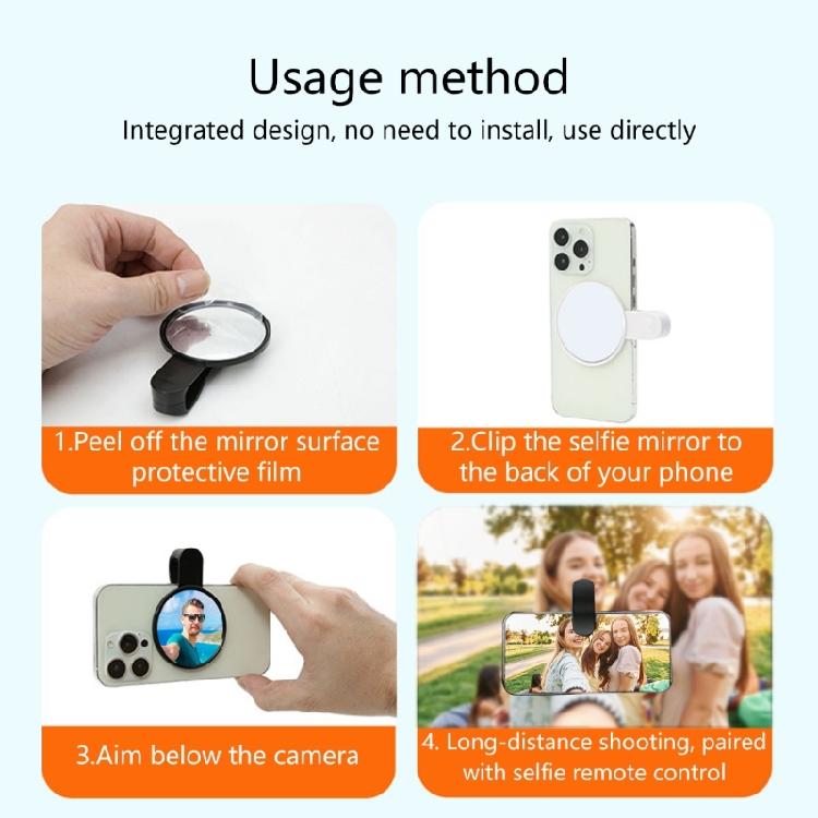 Smartphone Camera Mirror Reflection Clip Portable Mobile Phone Camera Mirror Clip Phone Rear Selfie Mirror Accessories