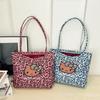 Hello Kitty Leopard Print Canvas Girls Shoulder Bag With Breathable Lightweight Fabric For School And Daily Use