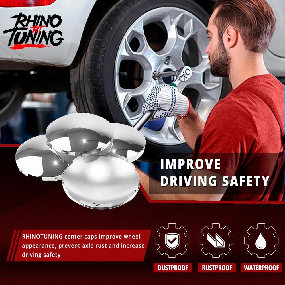 Semi Truck Hub Covers 8.9" Dome Style Hub Caps 5 Even Notched Chrome Mirror Finish Semi Hub Cap Covers for Rear Semi Truck Wheels, 1 PC
