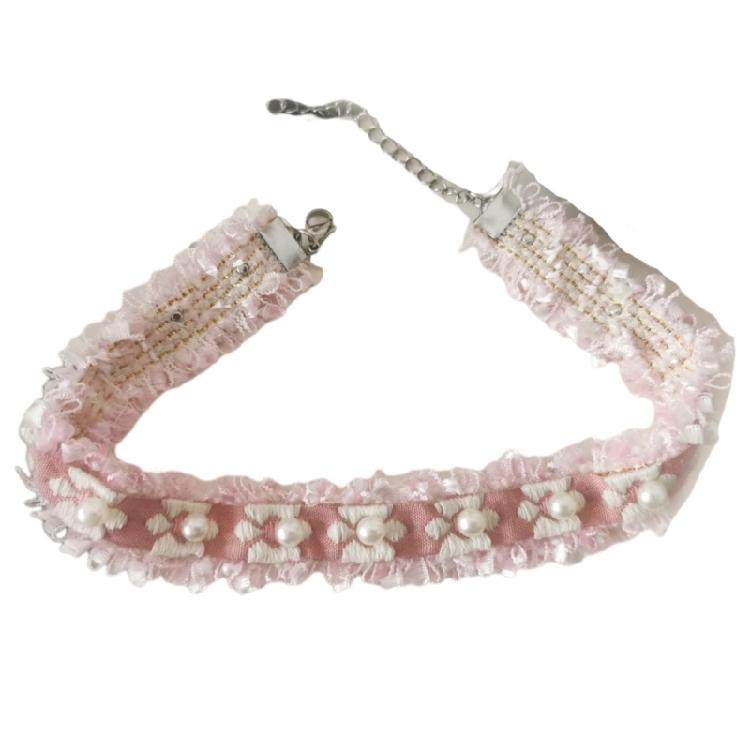 Vintage Small Flower Pearl Neckband Choker Necklace Clavicle Chain Necklace