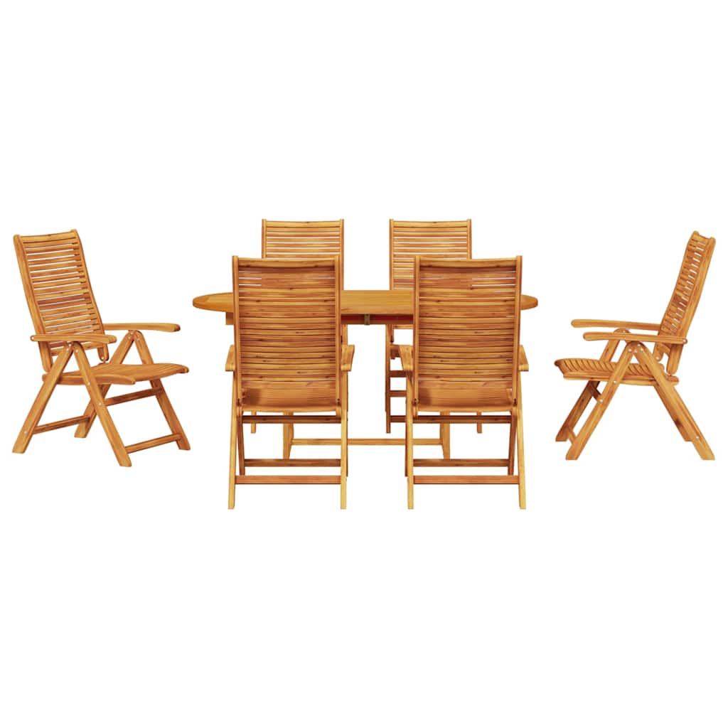 Garden Dining Set 7 pcs Brown Solid Acacia Wood