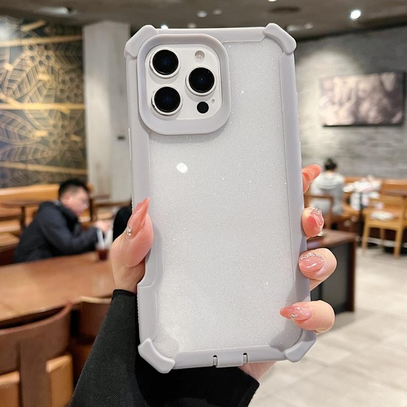 Luxury Space Shell Transparent Glitter Bling Phone Cases For iPhone 16 15 14 Plus 13 12 Pro Max 11 Shockproof Airbag Hrad Cover