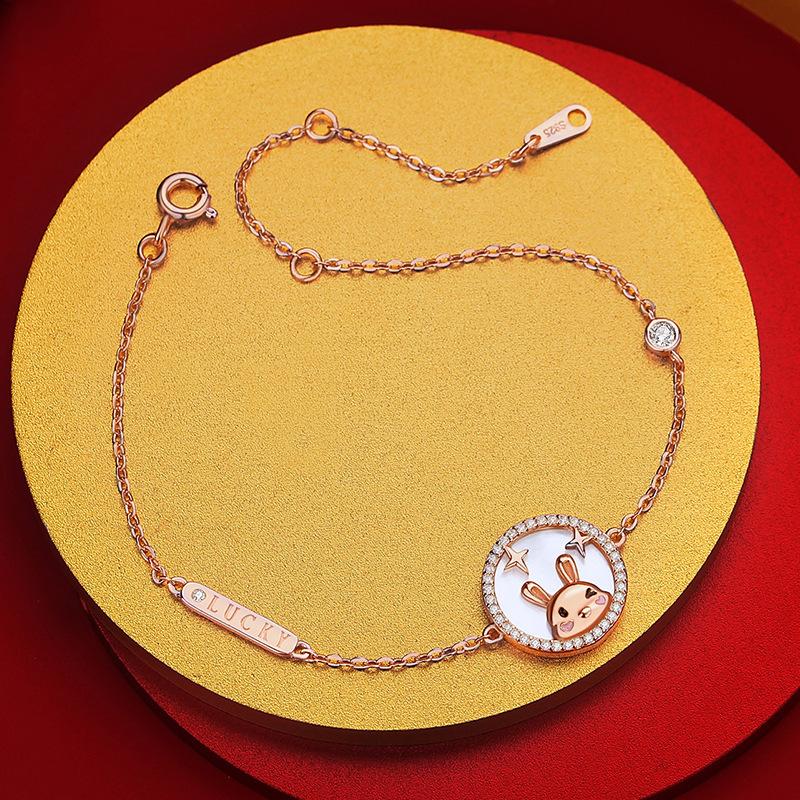 Original Cute Fun Star Rabbit Agate Necklace Female Light Luxury High Sense Collarbone Chain Year Of The Rabbit Quality