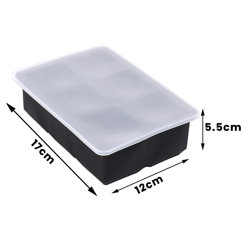 4/6/8/Grid Big Ice Tray Mold Box Large Food Grade Silicone Ice Cube Square Tray Mold Diy Bar Pub Wine Ice Blocks Maker Model