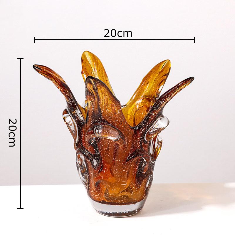 

Amber Colored Glass Vase Floral Shape Flower Pots Table Decoration Flowers Arrangement Floral Vases Room Aesthetic Decor
