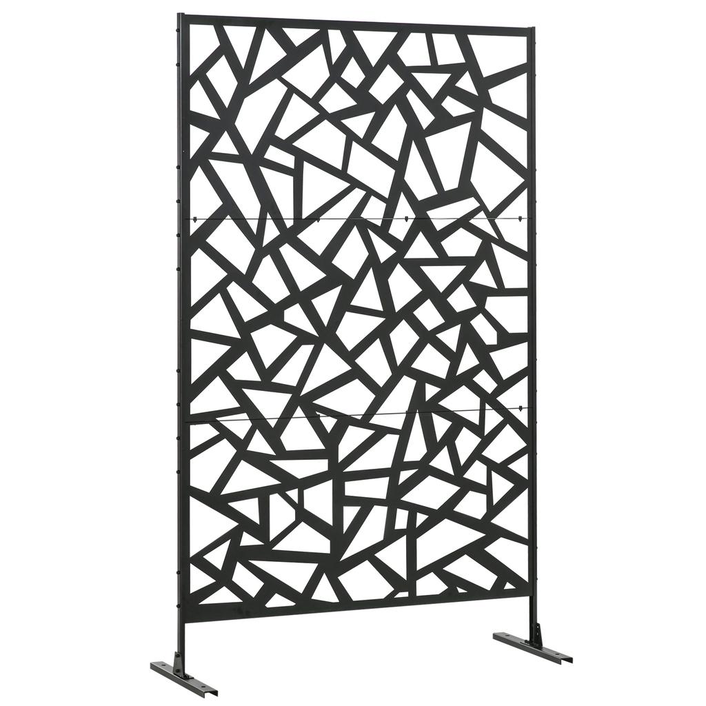 Freestanding Garden Partition Screen Metal Decorative Outdoor Divider with Expansion Screws for Garden Patio Deck