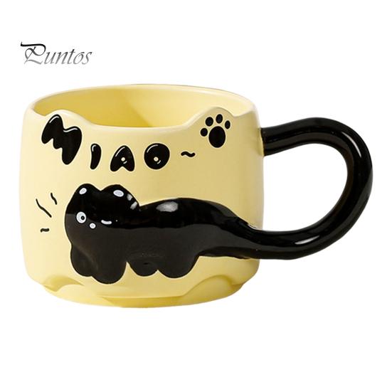 Cani de cafea stivuibile cu pisici, capacitate 380 ml, cu tematică drăguță de pisică, căni de ceai ceramice care economisesc spațiu, cadou pentru iubitorii de pisici și colecționari