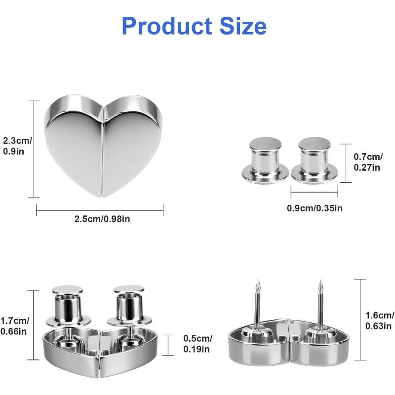 12PCS Heart-shaped Magnetic Curtain Tiebacks, Heavy-duty Zinc Alloy Curtain Clips with Detachable Buckles, Magnetic Curtain Holders.