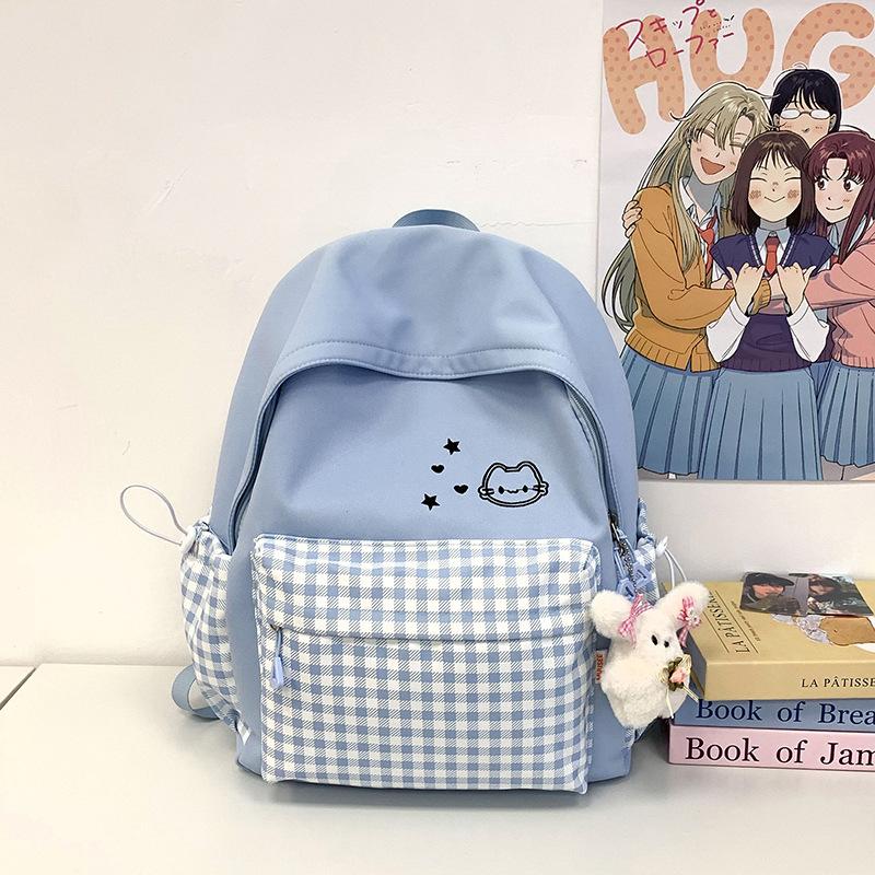 Schoolbag Cute College School Bag Japanese ins Plaid Girl Small Fresh Junior High School Backpack