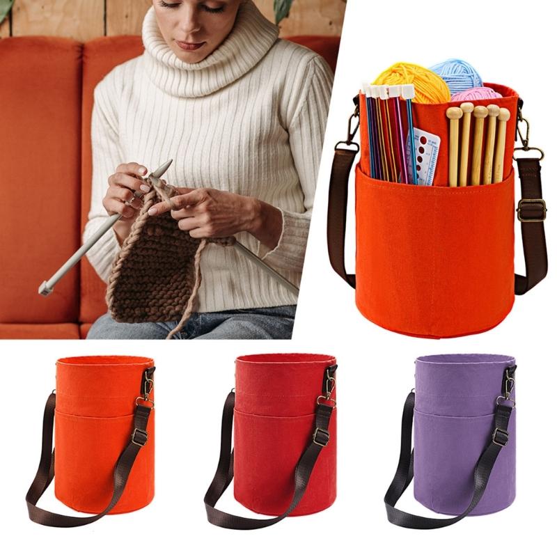 Portable Single Shoulder Craft Storage Bag for Knitting Supplies and Daily Organization