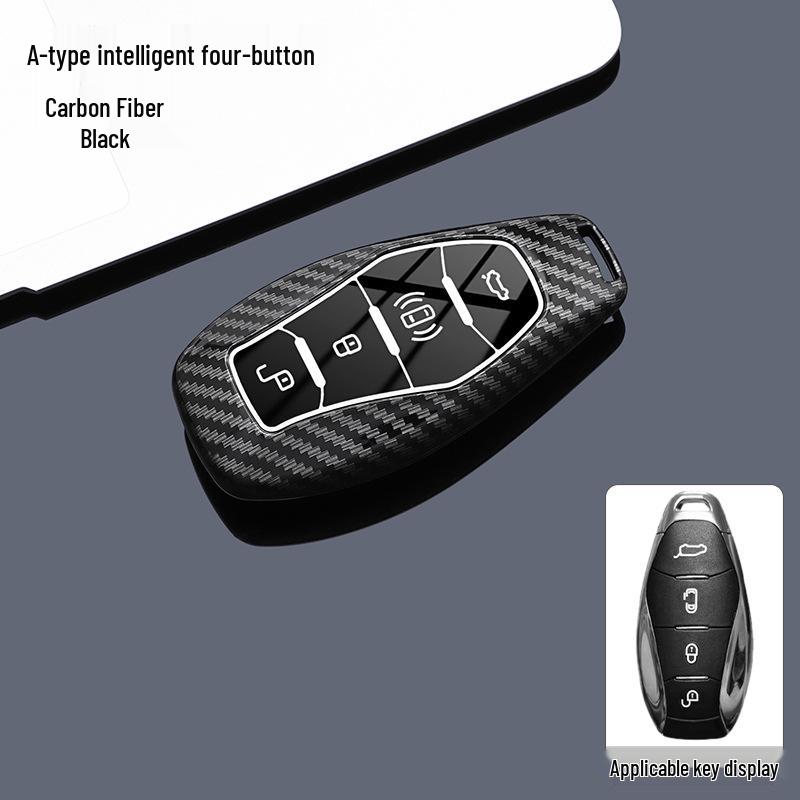 Hongqi H-Series Carbon Fiber Texture Key Case - Full Coverage for H5, HS5, H6, HS3, HS7, HQ9, EH7, H9