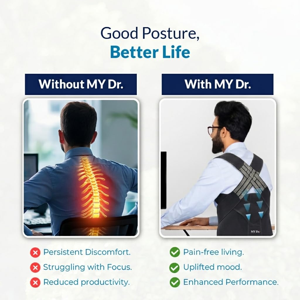 MY Dr. X-Cross Posture Corrector Belt for Men & Women | Adjustable Back & Shoulder Support Brace for Spine Alignment, Hunchback Correction & Uppe