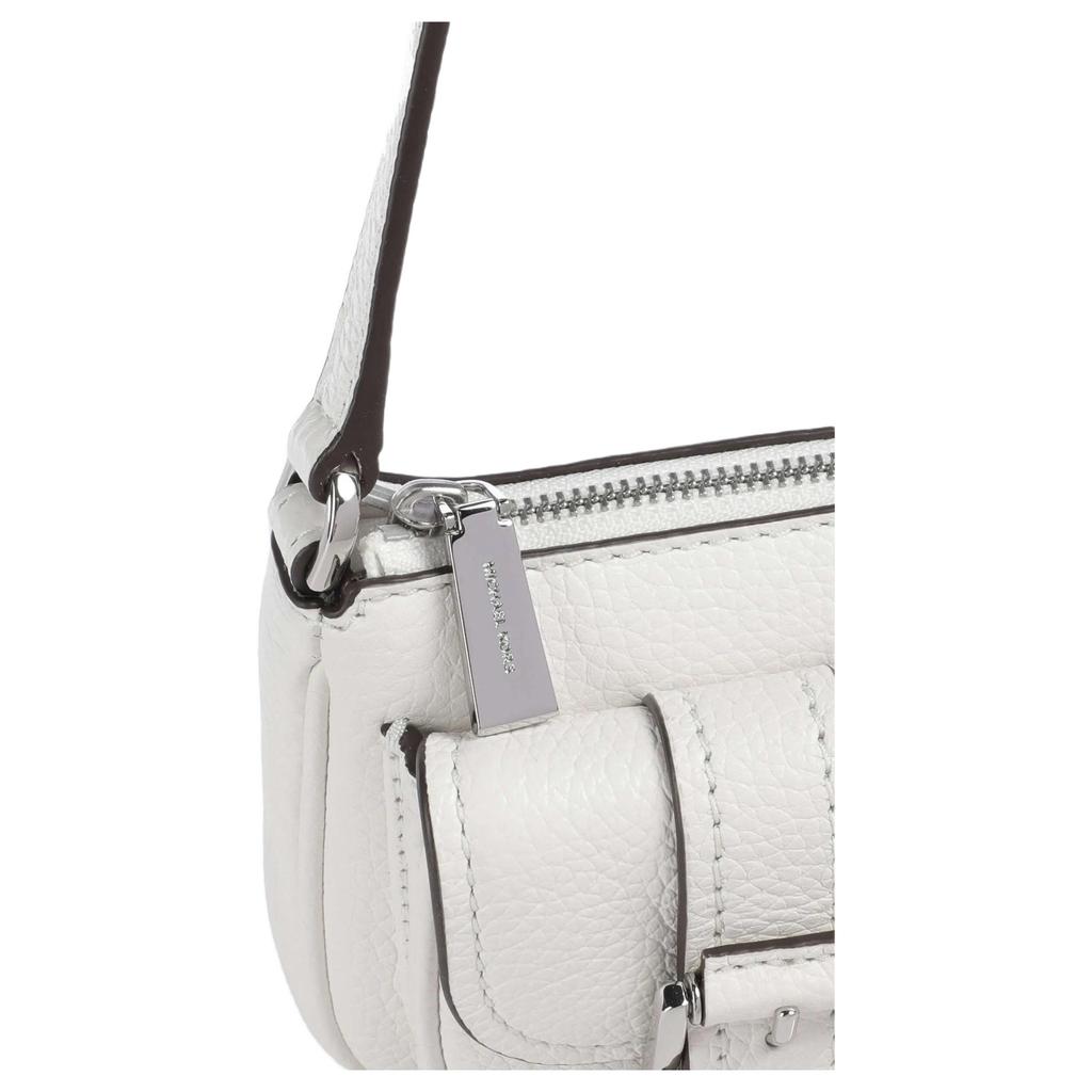 Michael Kors MK Zoe Gold Hardware Zipper Closure Pebble Leather Shoulder Bag Women Shoulder Bag Pure-White 32S5SZCU1L-OPTICWHITE