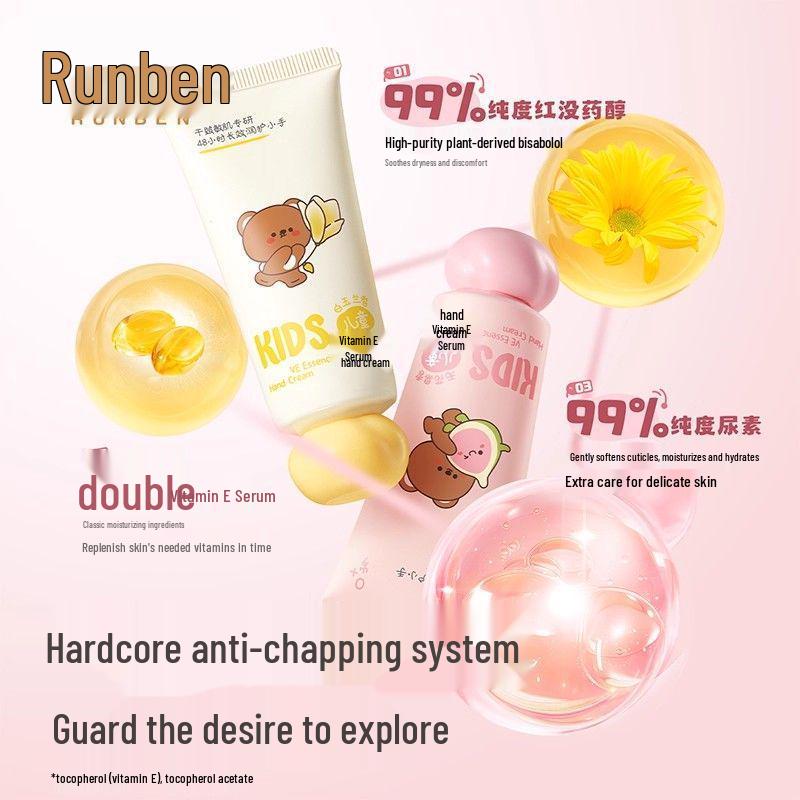 Runben Kids' Moisturizing Hand Cream: Non-Greasy, Anti-Dry, Portable for Spring/Summer.
