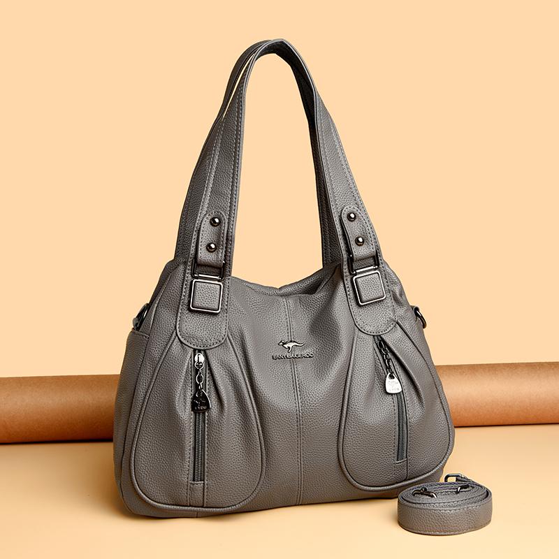 Soft leather pleated shoulder bag Crossbody tote women's bag