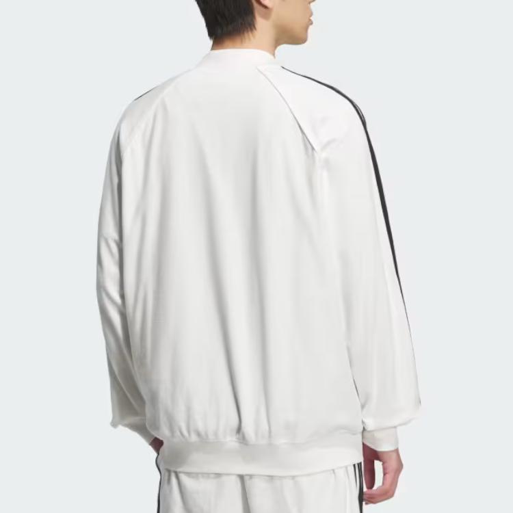 adidas Originals Chaqueta con Cremallera de Manga Larga Holgada con Cuello de Béisbol y Logo en Bloques de Color para Hombre Chaquetas Blanco JX8972