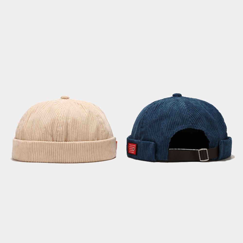 Corduroy Yuppie Hat Tag Harajuku Style Letter Hat Korean Style Caps Men Beanies Watermelon Hat