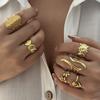 Stainless Steel Irregular Geometric Ring for Women Vintage Gold Color Sun Leaf Joint Finger Ring Party Versatile Jewerly Gifts