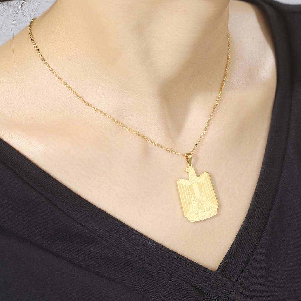 Cazador Flag of Egypt Pendant Necklace for Women Men Stainless Steel 2026 Eagle Jewelry Birthday Anniversary Gift Wholesale New