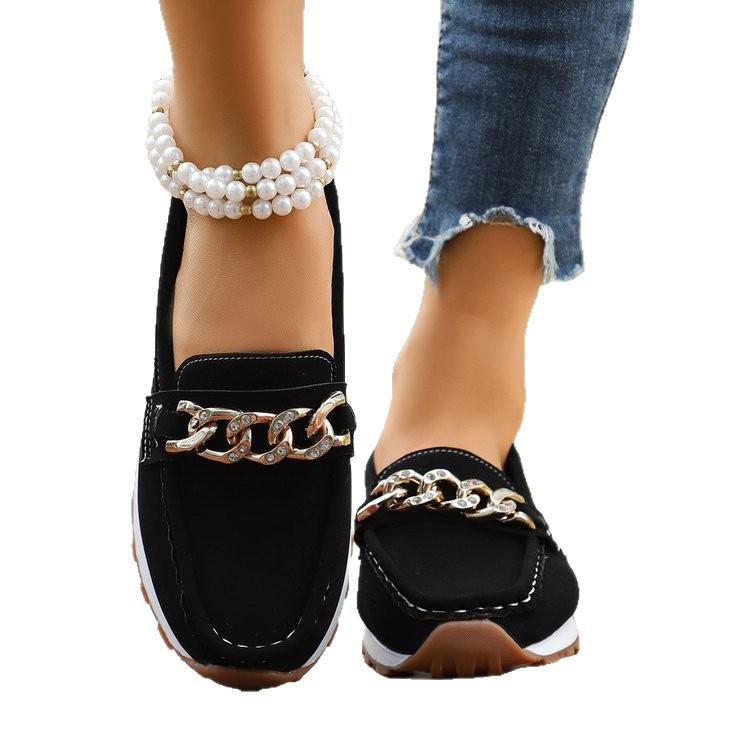 Korean Style Women's Round Toe Thick Sole Loafers - 2025 Fashion Slip-on Casual Plus Size Shoes