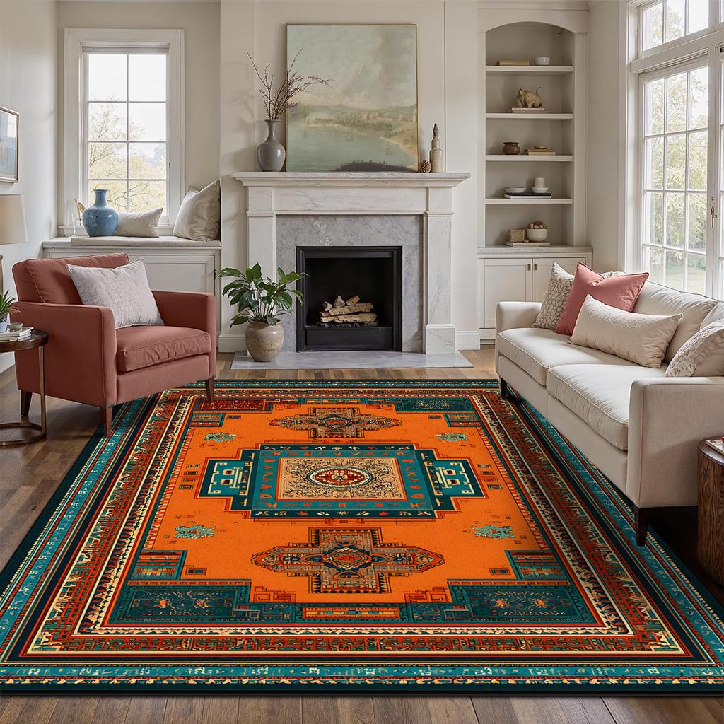 Persian Red Carpet Luxury Living Room Customizable Non-slip Rug Coffee Tables Home Decoration Bedroom Lounge Floor Mat Flannel