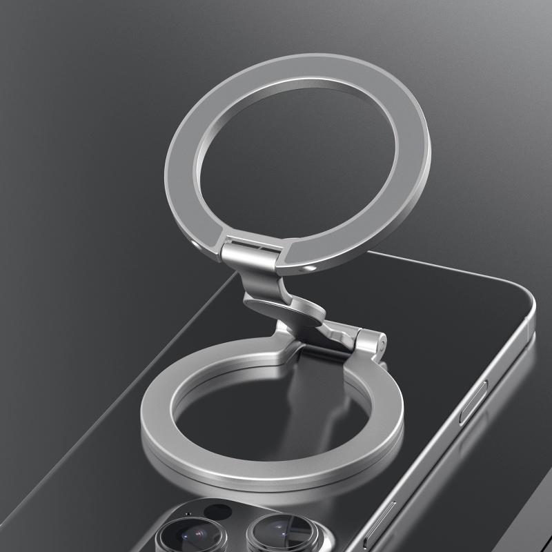 

For Double-Sided Magnetic Phone Ring Holder for MagSafe Kickstand Magnet Grip for iPhone 16 15 14 For Huawei Xiaomi Stand Holder срібний