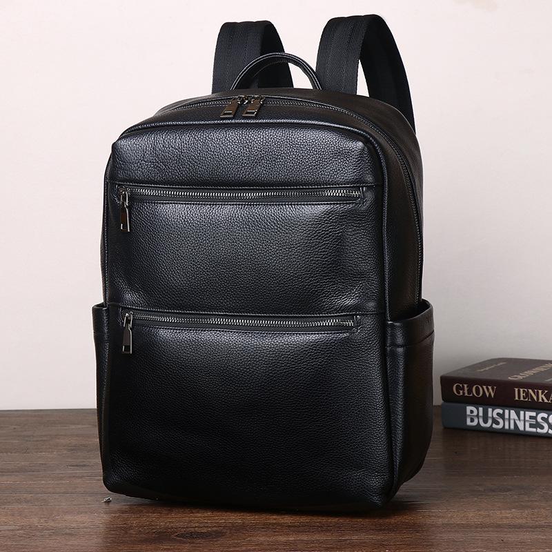 

Real Cowhide Men S Backpack Business Large Capacity Leather Backpack Fashion Double Portable Three-Dimensional Backpack Men S Bag чёрный