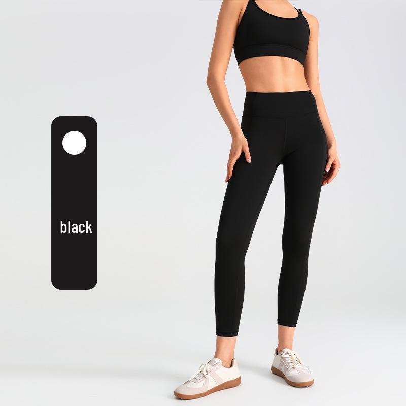 High-Waist Butt-Lift Yoga Pants with Side Pockets - Stretch Athletic Leggings for Women