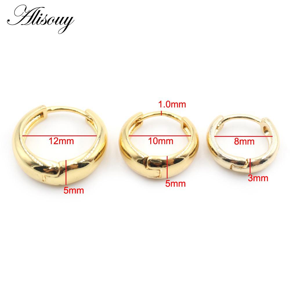 Alisouy 2pcs Copper Alloy Cute Curve Polishing Small Circle Round Hoop Earrings For Women Men Ear Cuff Brincos Hinged Jewelry