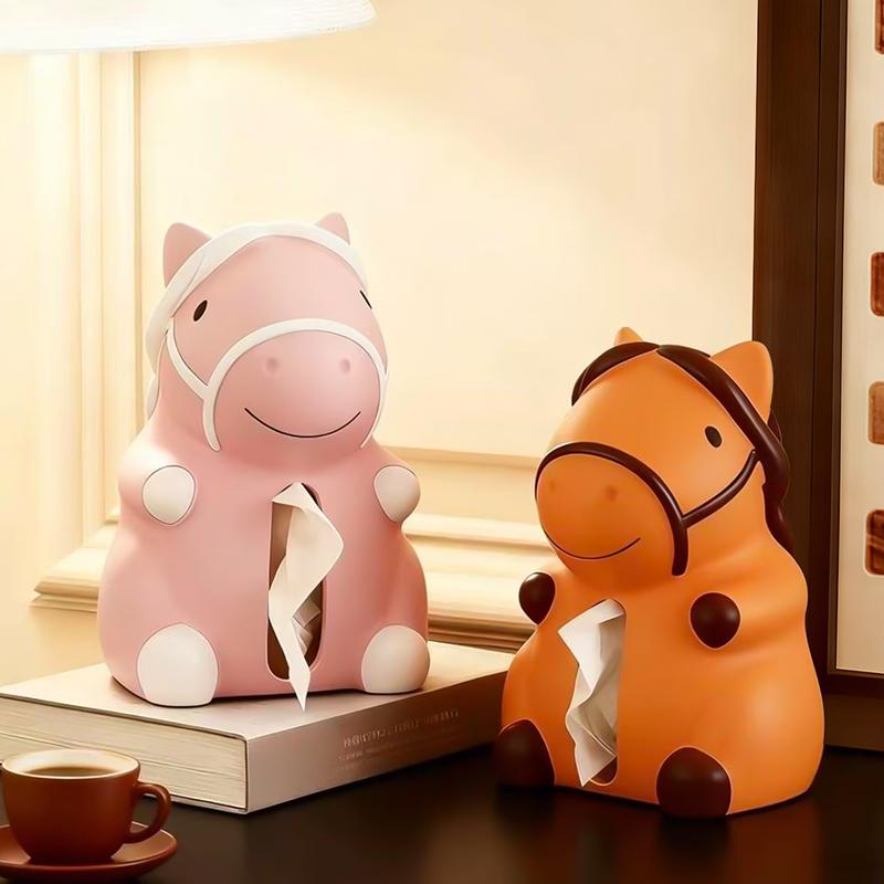 Cute Pony Tissue Box Home Living Room Decoration Ornament Horse Tissue Box Kitchen and Bathroom Storage Supplies Gift