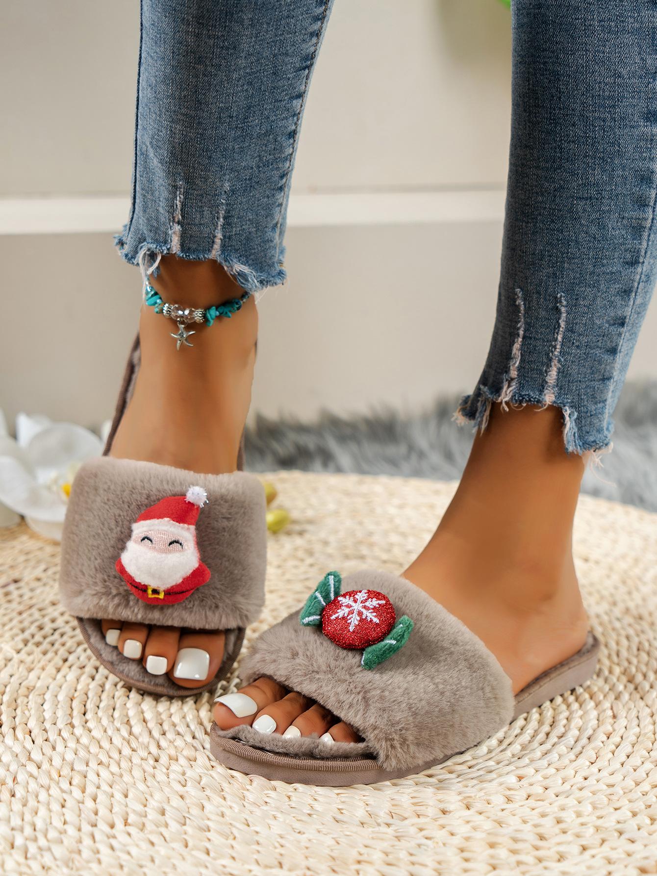 

Европейские и американские рождественские тапочки с элементами для женщин 2024 года, осень-зима, новые милые женские тапочки с плоским дном и рисунком из мультфильмов 41 хаки