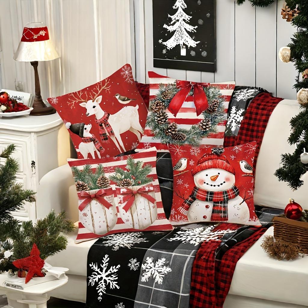 Christmas decoration pillowcase New Year gift Cute Snowman fawn print pillow cover sofa cushion suite home decoration