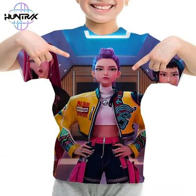Casual Fashion Kpop Demon Hunters Kids 3D Cartton Short Sleeve Summer Boys Girls T-Shirt Anime Short Sleeve T-shirt
