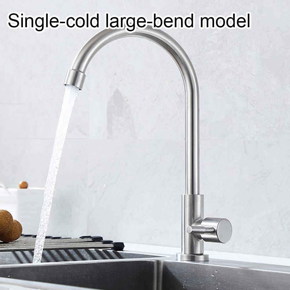 Single Lever Single Hole Sink Cold Tap 304 Stainless Steel Kitchen Faucet Cold Water Single Handle Water Saving Modern Plating China Mainland