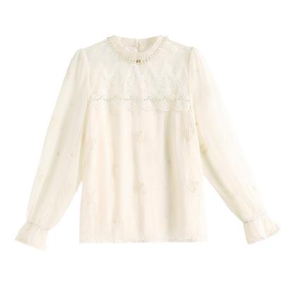 New Spring Apricot Chiffon Shirt for Women with High-end Light Luxury Age-reducing Fashion French Romantic Top