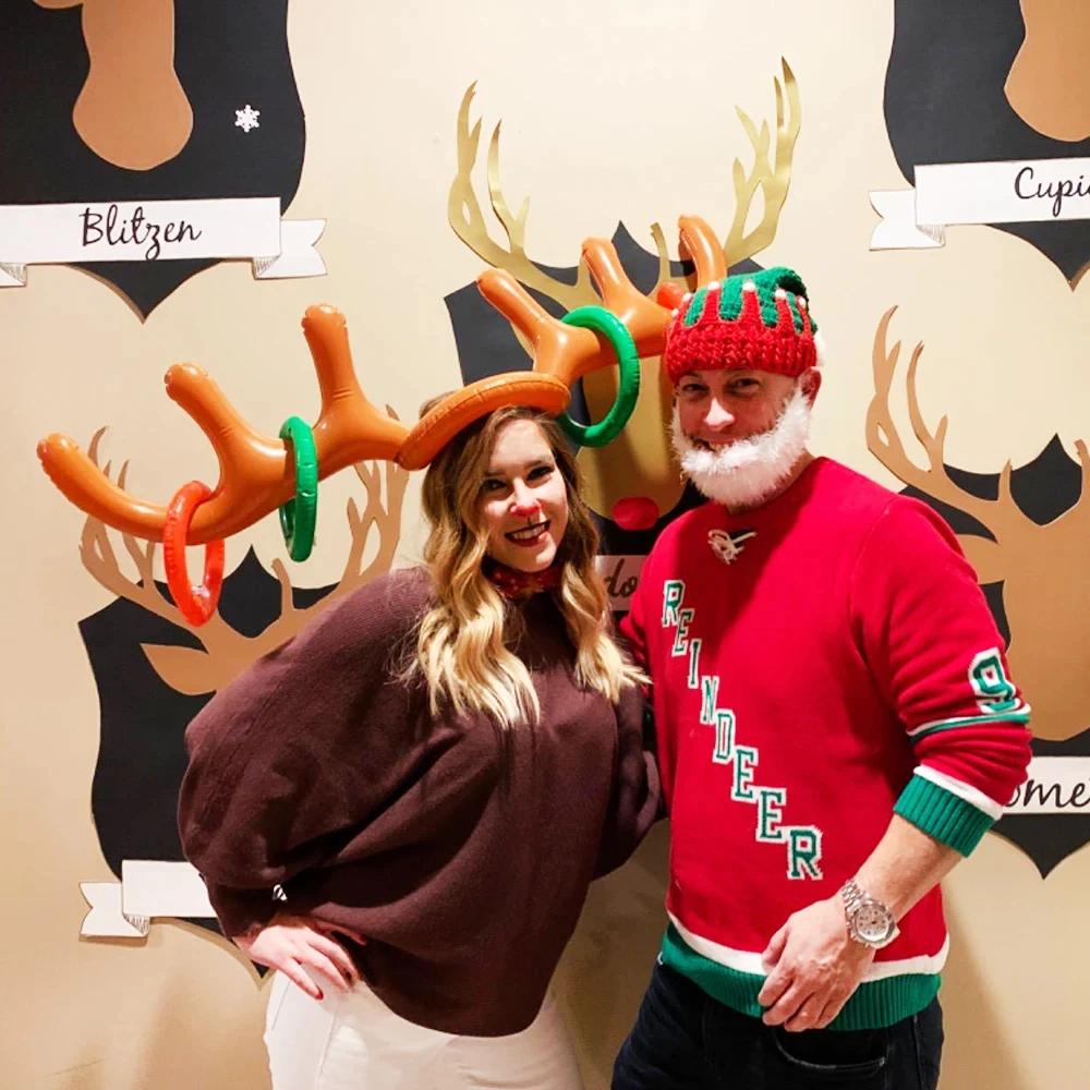DO-IT-YOURSELF Inflatable Attachments Reindeer Antler Hat Ring Toss Game Family Interaction Toy Boys Girls Christmas Party Supplies