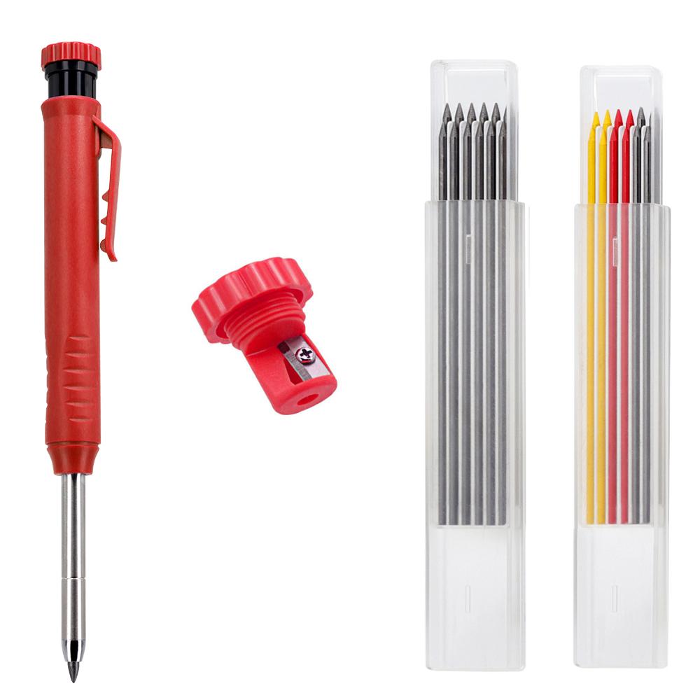 2.8mm Solid Carpenter Pencil Set For Deep Hole Marker With Refill Leads Marking Tool Woodworking Deep Hole Mechanical Pencils