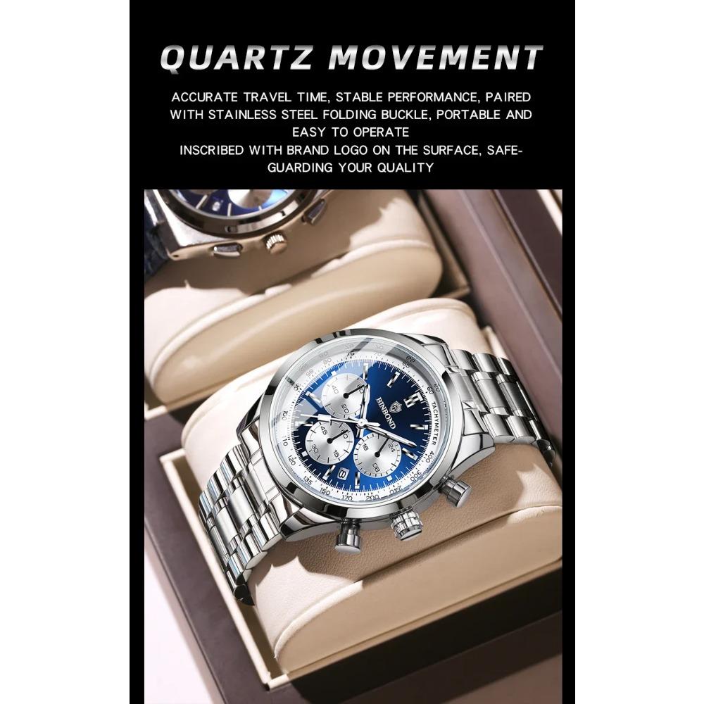 BINBOND Top Brand Luxury Man Watches Waterproof Luminous Date Chronograph Men's Quartz Watch Stainless Steel Sports Watch