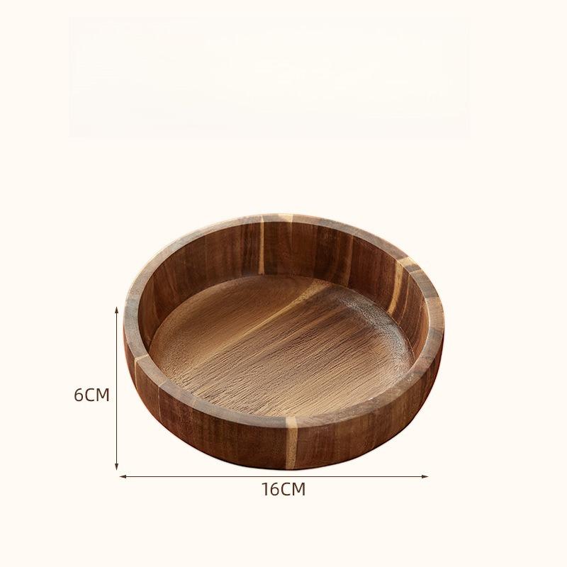 Wooden Salad Bowl Set Acacia Fruit Dish Ice Cream Dry Food Mixing Bowl Kitchenware