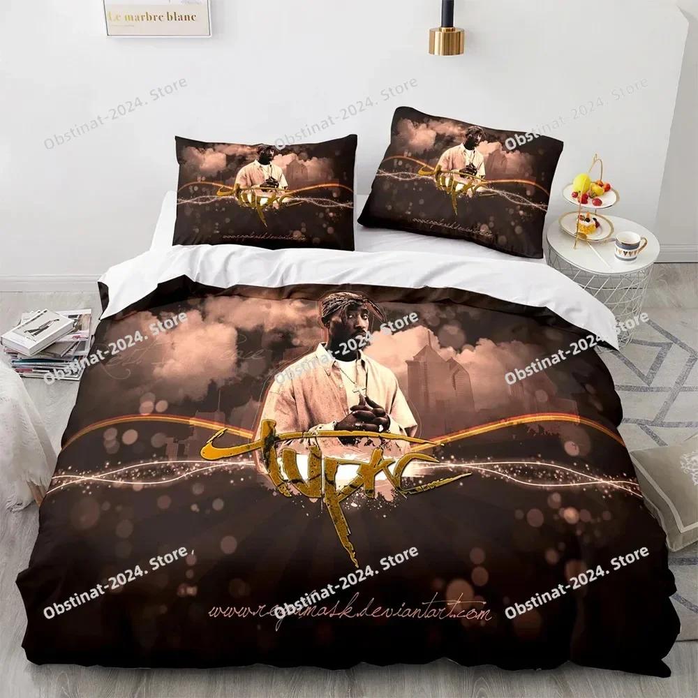 3D Tupac Shakur Rapper 2Pac Bettwäsche-Set Bedrucktes Bettwäsche-Set Mit Kissenbezug Bettdeckenbezug Weich Einzel Doppel Queen Super King Größe