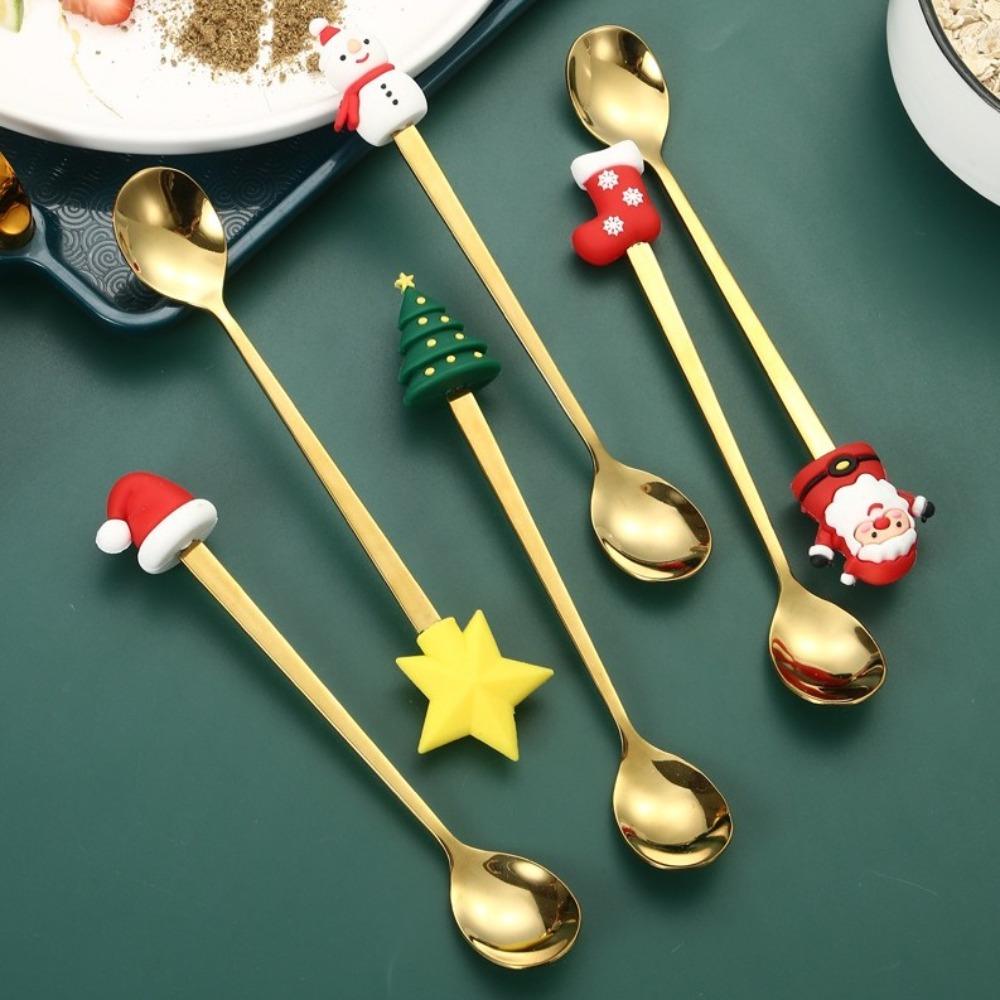 4/6pcs Stainless Steel Spoon Fork Set Gold Silver Coffee Tea Spoon Creative Tableware  Birthday Gift