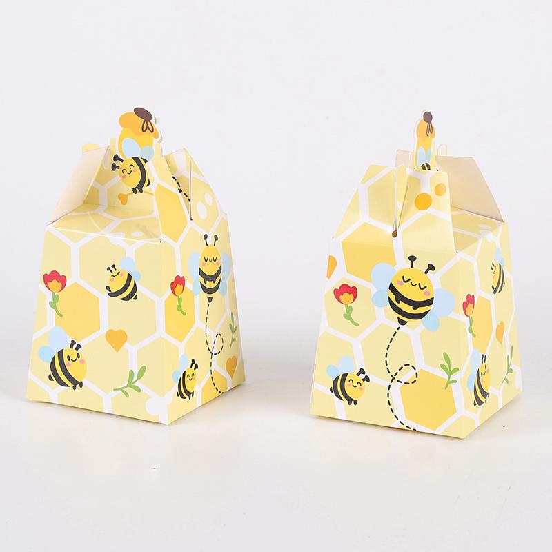 10pcs Honey Bee Themed Paper Candy Box Baby Shower Birthday Wedding Party Favor Decoration Supplies Yellow Cartoon Honey Bee Box
