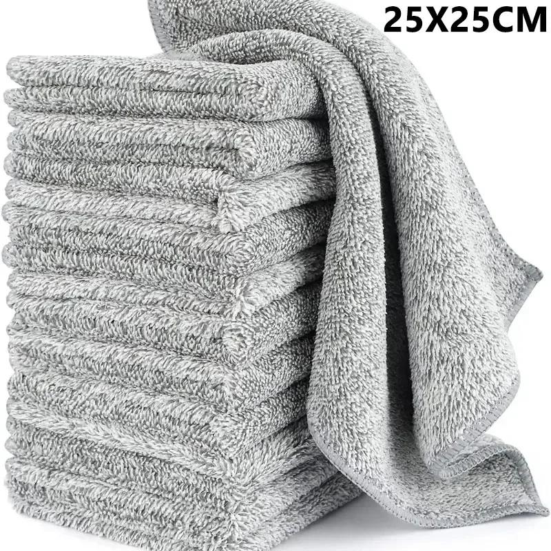 

Bamboo Double Sides Car Microfiber Cloths Super Absorbent Washing Drying Cleaning Towels Auto Detailing Towel Rags Clean Tool 12pcs серый