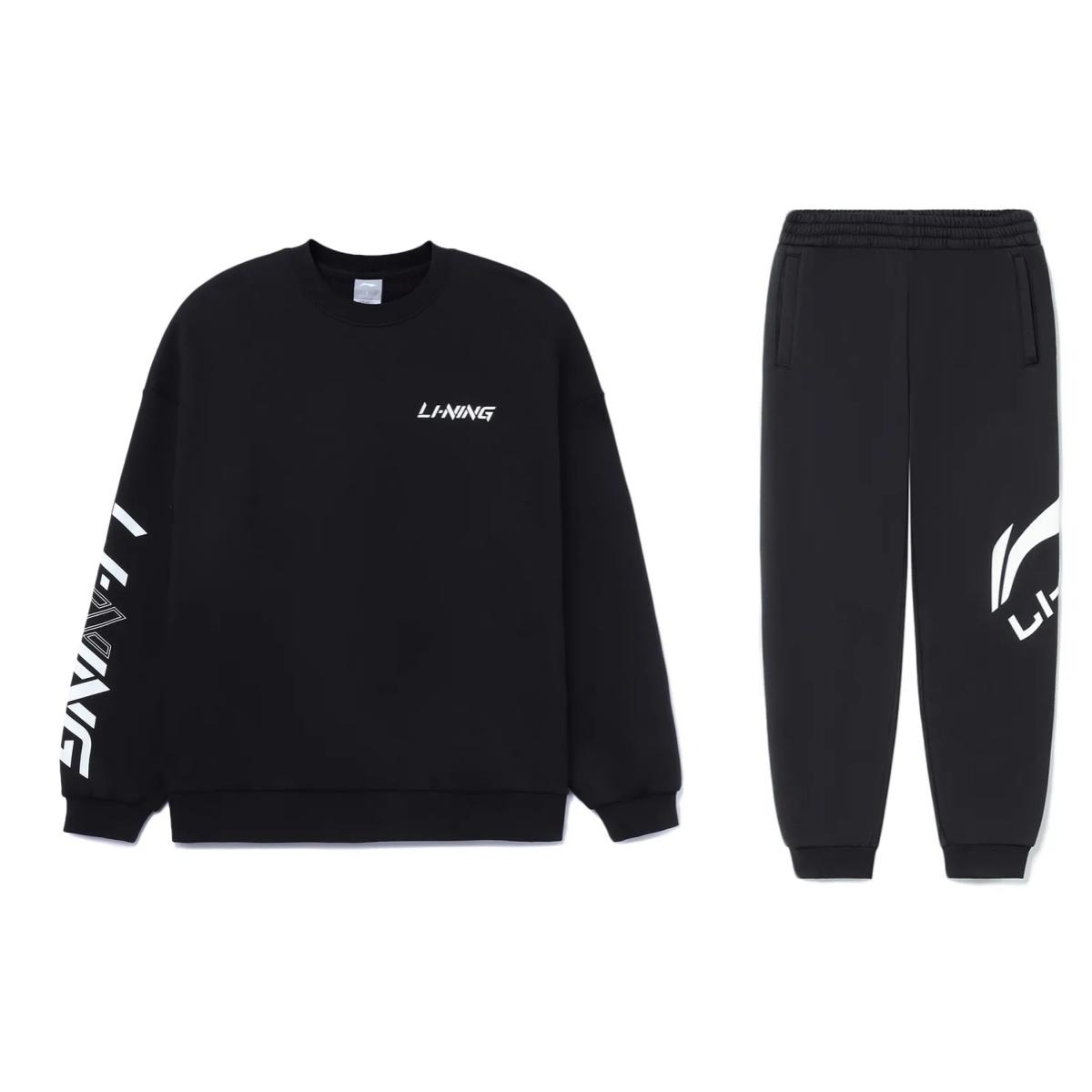 

Li Ning Флис с круглым вырезом Теплый С длинным рукавом Повседневный Спортивный костюм Мужской костюм Черный AWDT607-3+AKLSG51-3 M