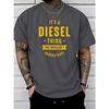 Men's Quick-Dry Breathable Casual T-Shirt with Bold "It's a Diesel Thing" Letter Print Graphic Tee for Outdoor Sports