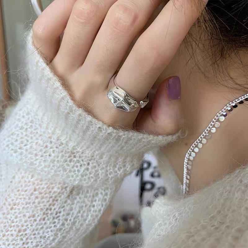 Korean Style Women’s Geometric Irregular Open Adjustable Retro Ring