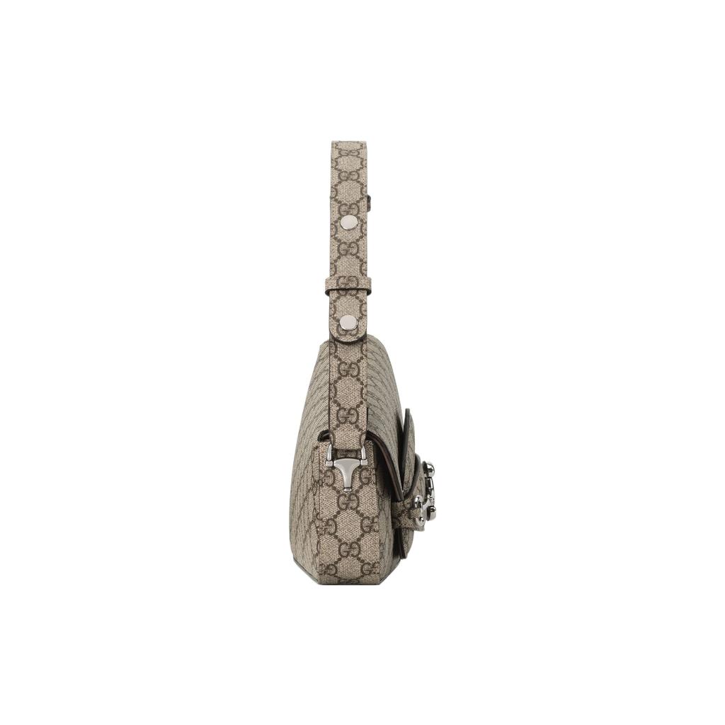 Gucci Horsebit 1955 Shoulder Bag Beige GG Supreme Canvas Silver Hardware Handbag for Women Daily Commute Party Gift 764155-KGD0N-9742