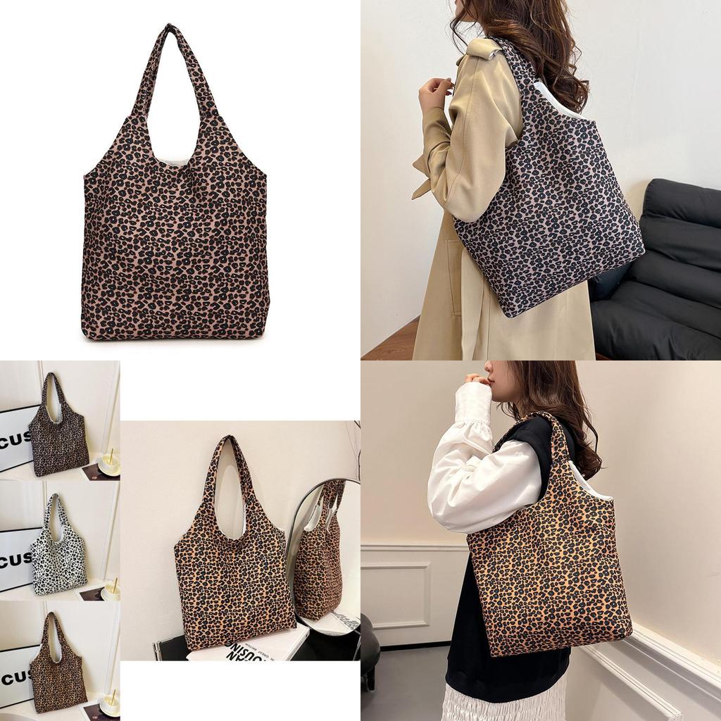 Large Capacity Gentle Women's Tote Bag In Chic Leopard Print For Autumn Fashion
