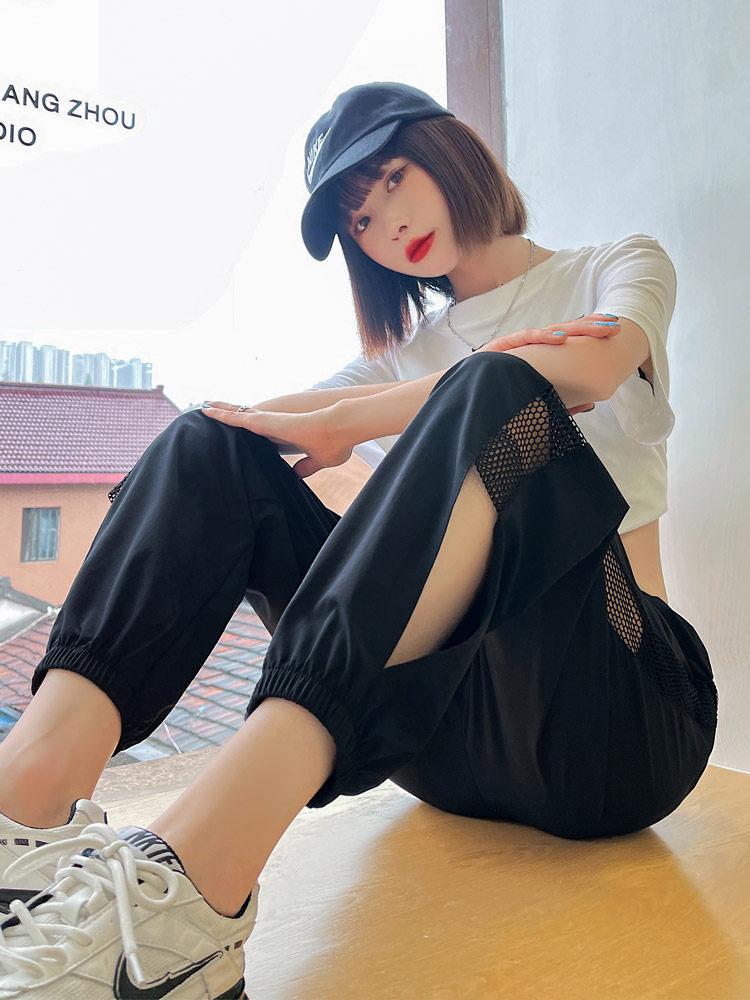 Women's Quick-Dry Ice Silk Lantern Pants - Summer Thin, Loose, Cropped, Mosquito-Repellent Casual Wear